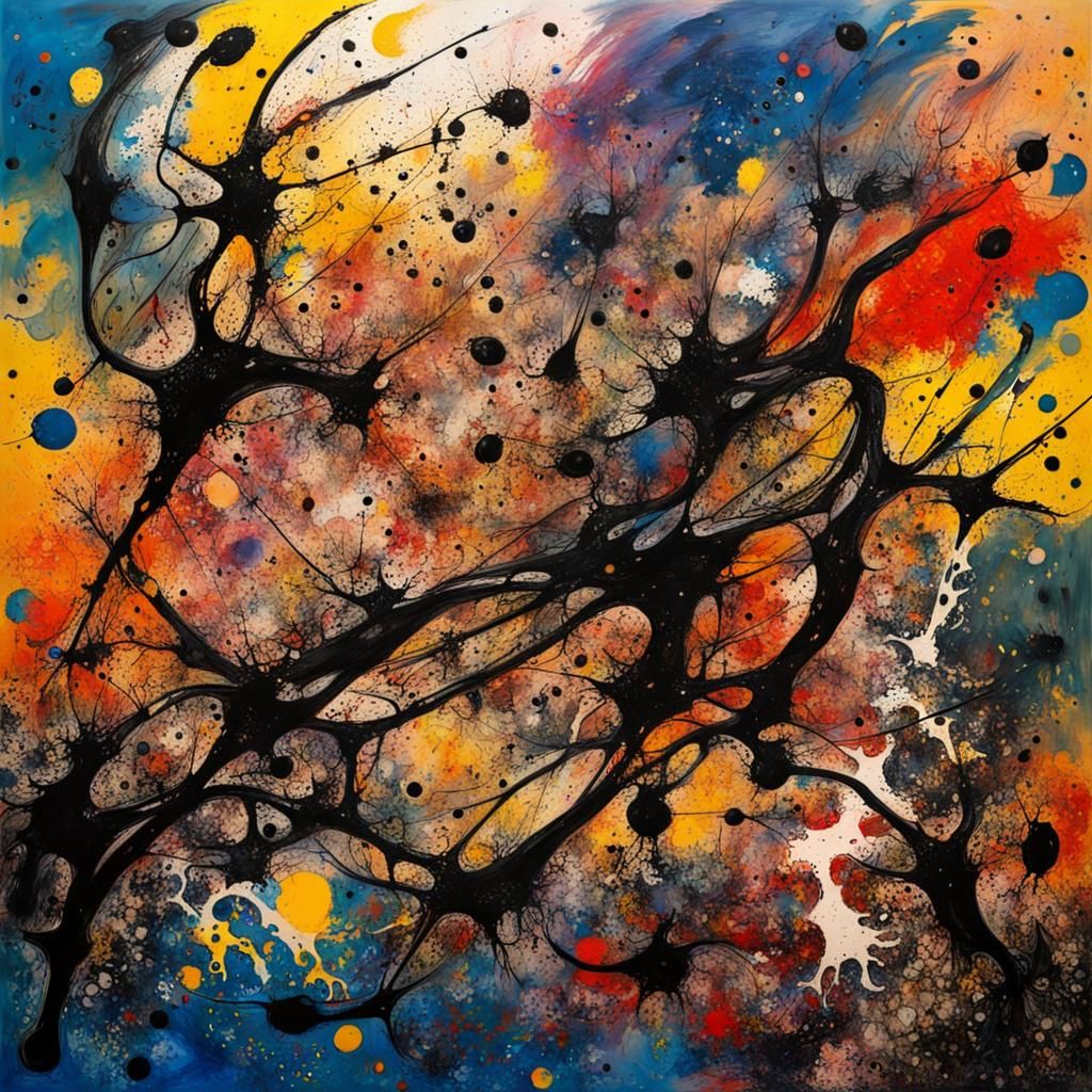 Ink splatter painting, masterpiece by Jackson Pollock  by @Caz Prophetess