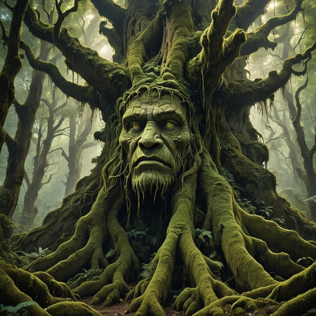 Forest Giant Amidst Ancient Trees