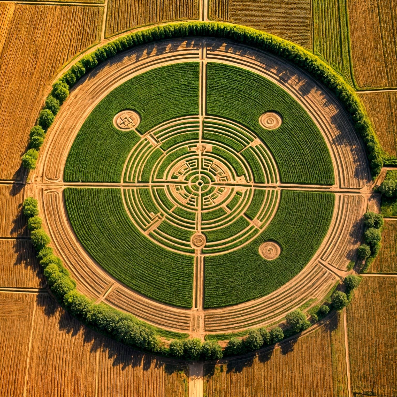 bird's eye view of alien crop circles at harvest time  by @Katie May