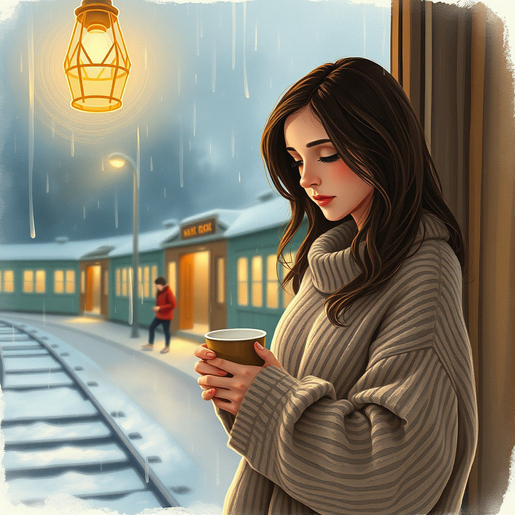 Rain-Streaked Window: A Nostalgic Watercolor Impression