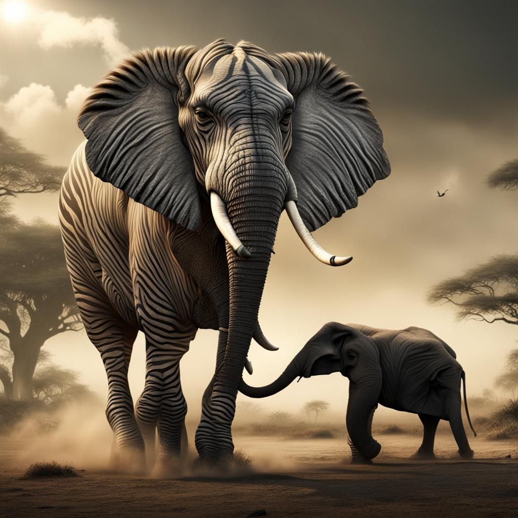 A zebraphant. - AI Generated Artwork - NightCafe Creator