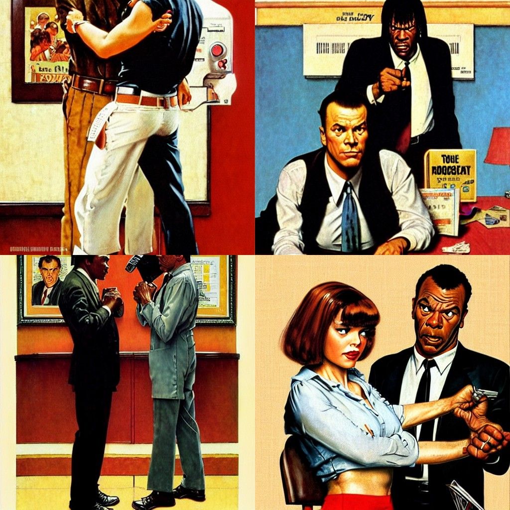 Pulp Fiction, Norman Rockwell art style
