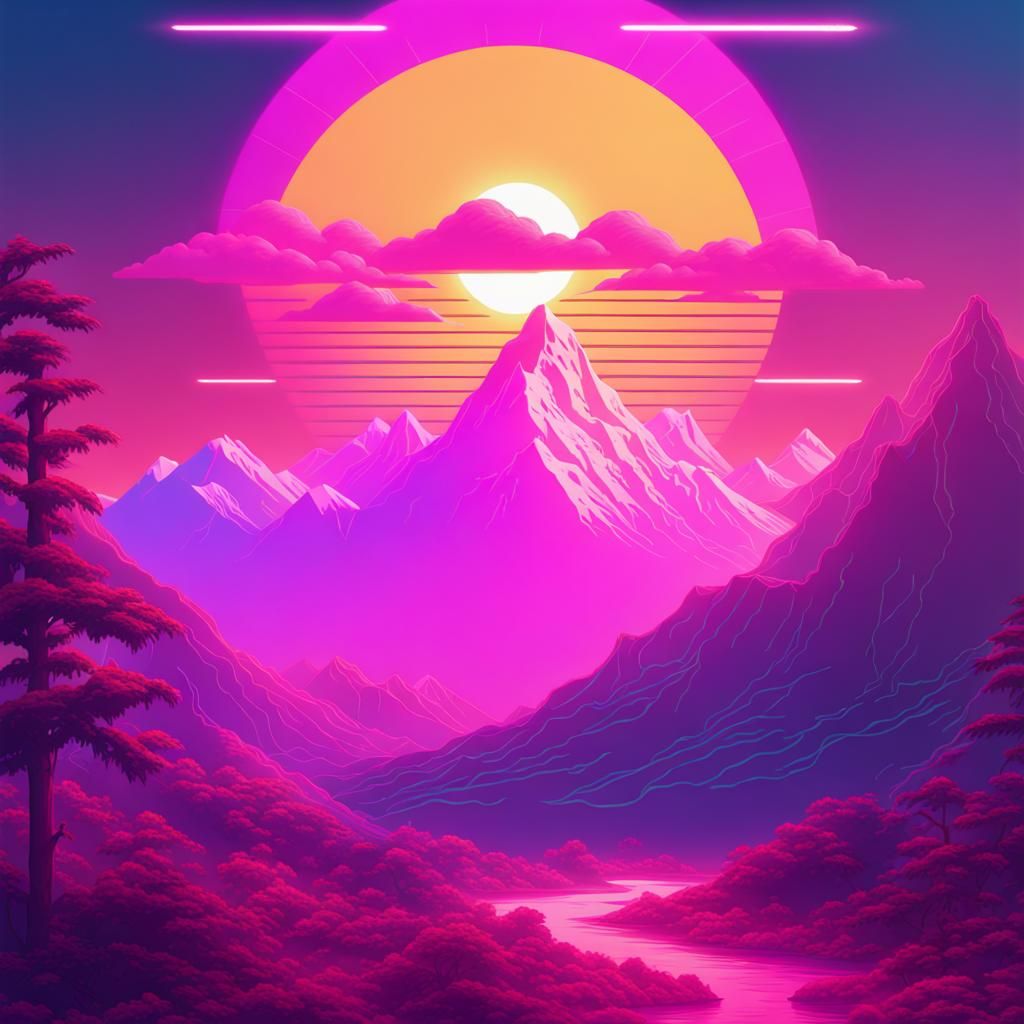 Rising Synthwave Sun - AI Generated Artwork - NightCafe Creator