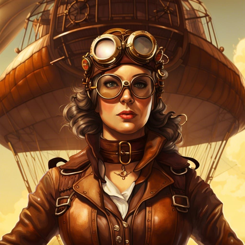 Steampunk Aviatrix - AI Generated Artwork - NightCafe Creator