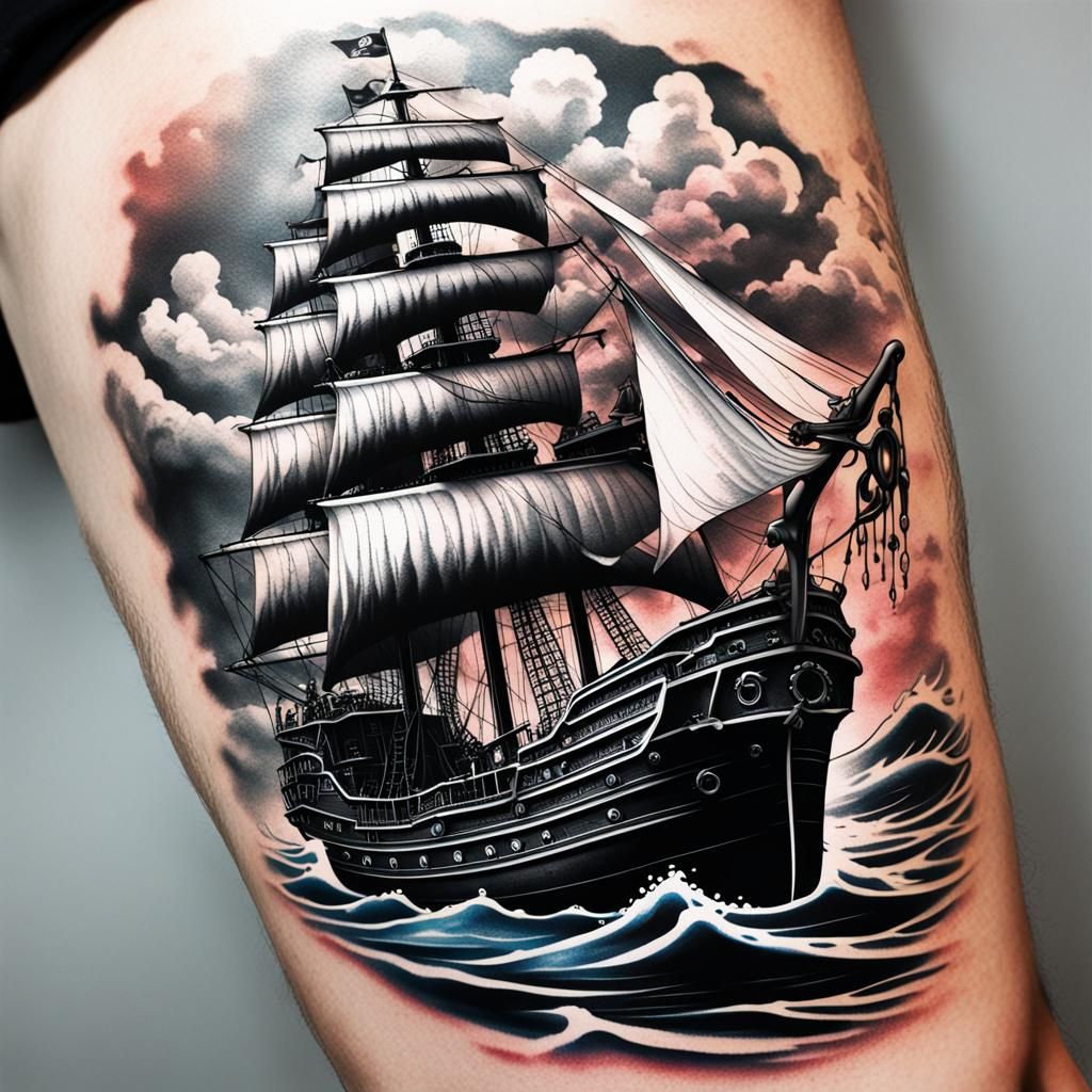 Ship Tattoo, Pirate Ship Tattoo, Viking Ship Tattoo, Traditional Ship Tattoo,  Sunken Ship Tattoo