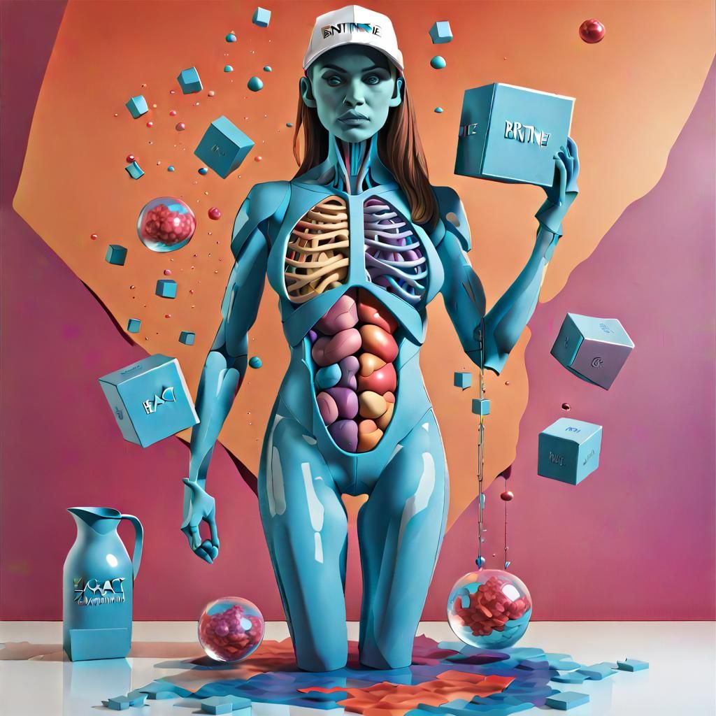 Woman with Unicorn in Surreal Digital Art Style