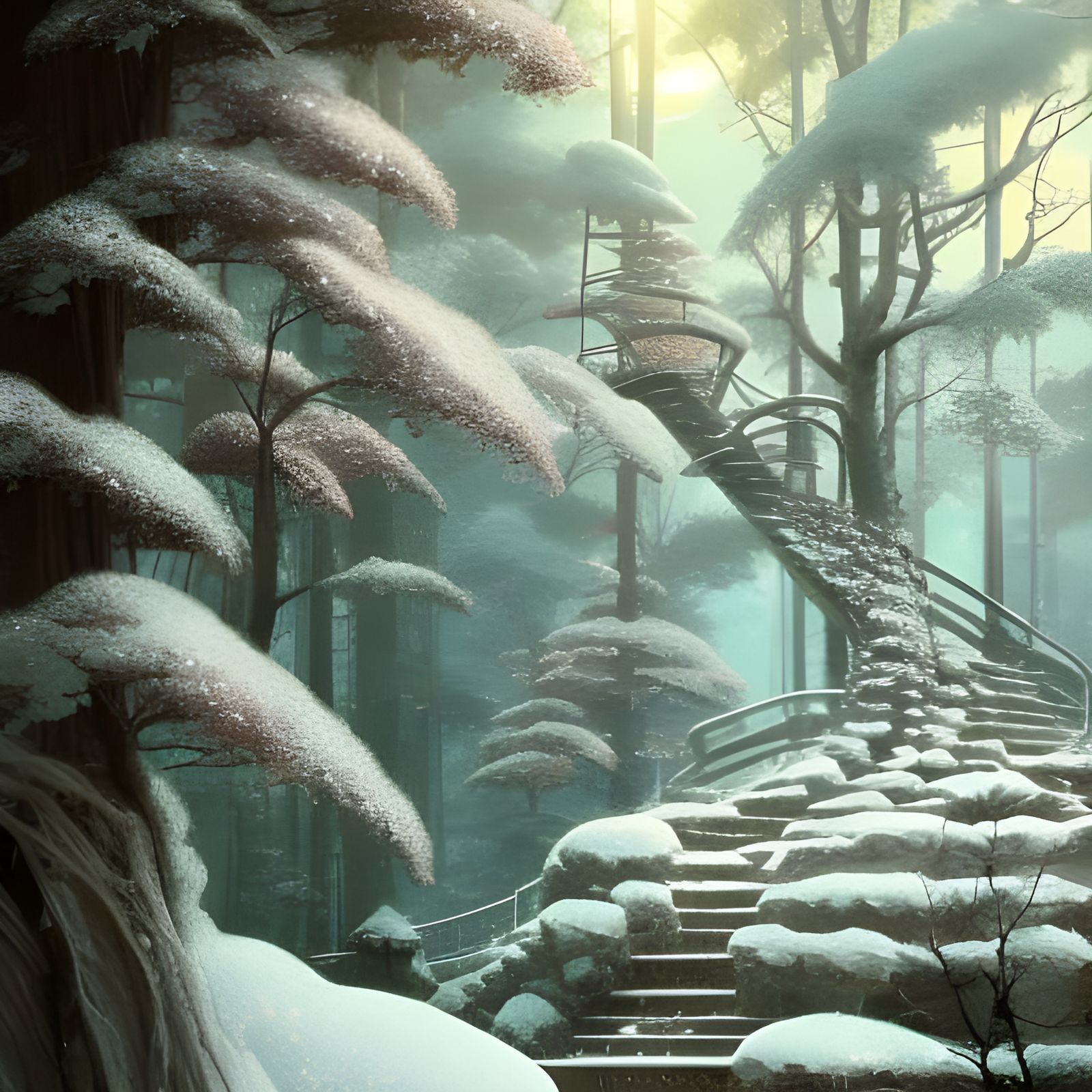 Winter wonderland breathtaking hyper-detailed maximalist com...