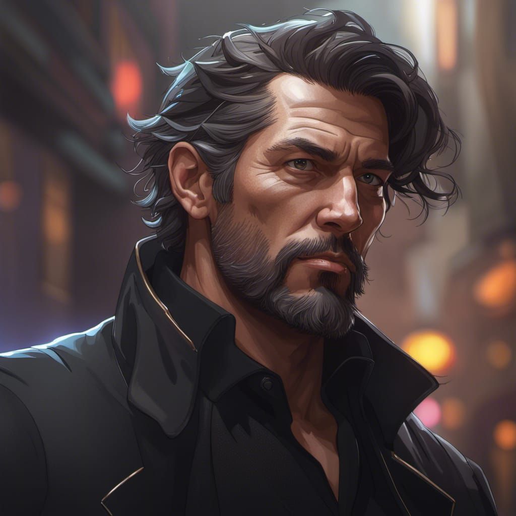 man in black