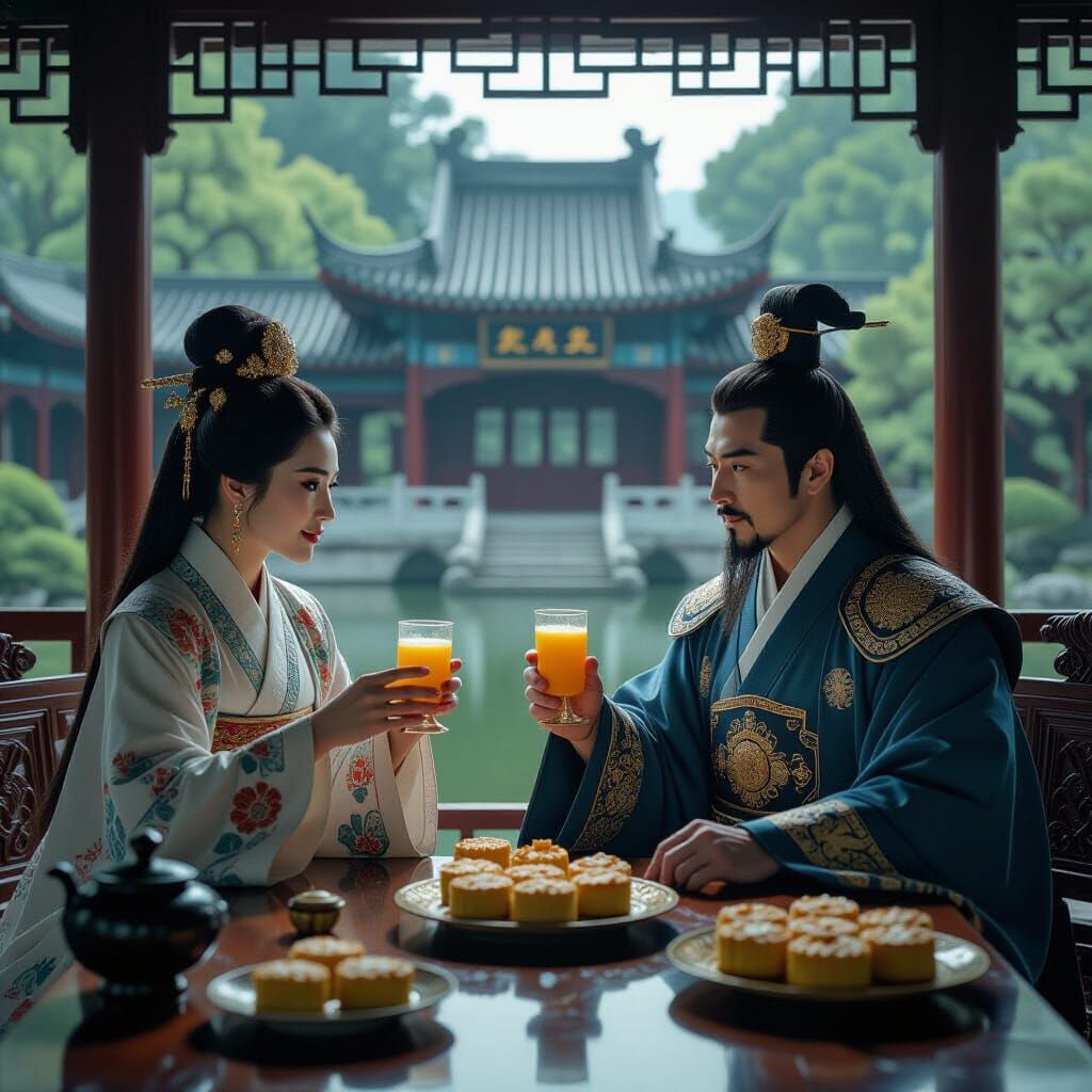 Chang'e and Qin Shi Huang Share Mooncakes in Summer Palace G...