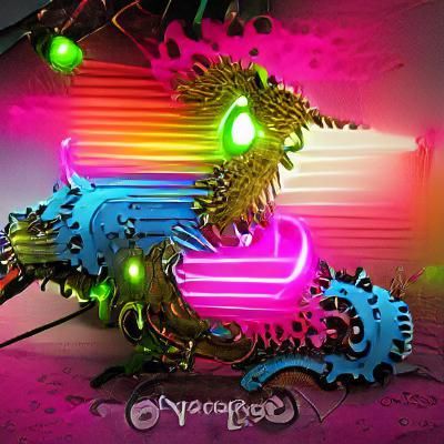 cyber dragon colourful CryEngine glowing neon pop art steamp...