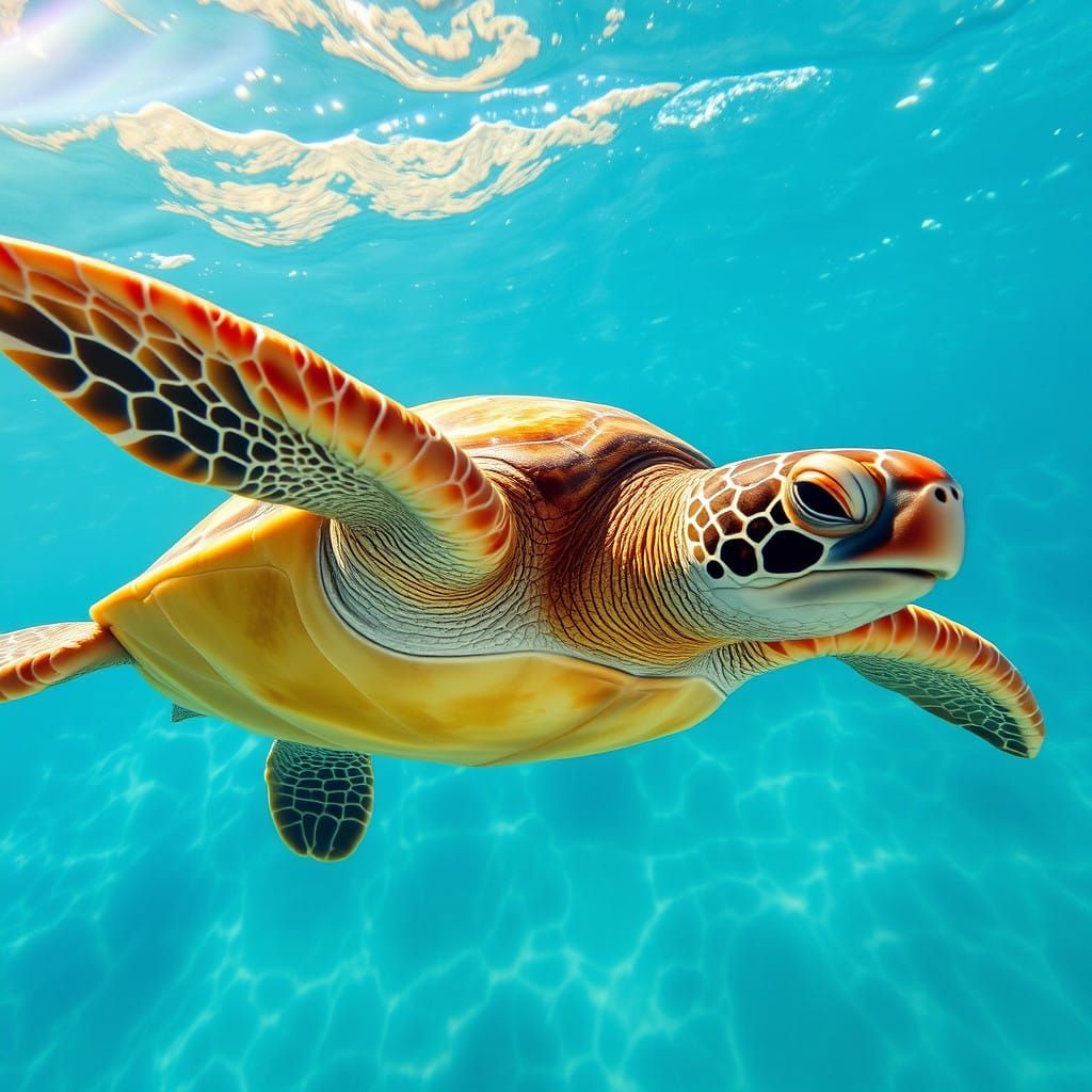 Sea Turtle in Vibrant, Turquoise Waters