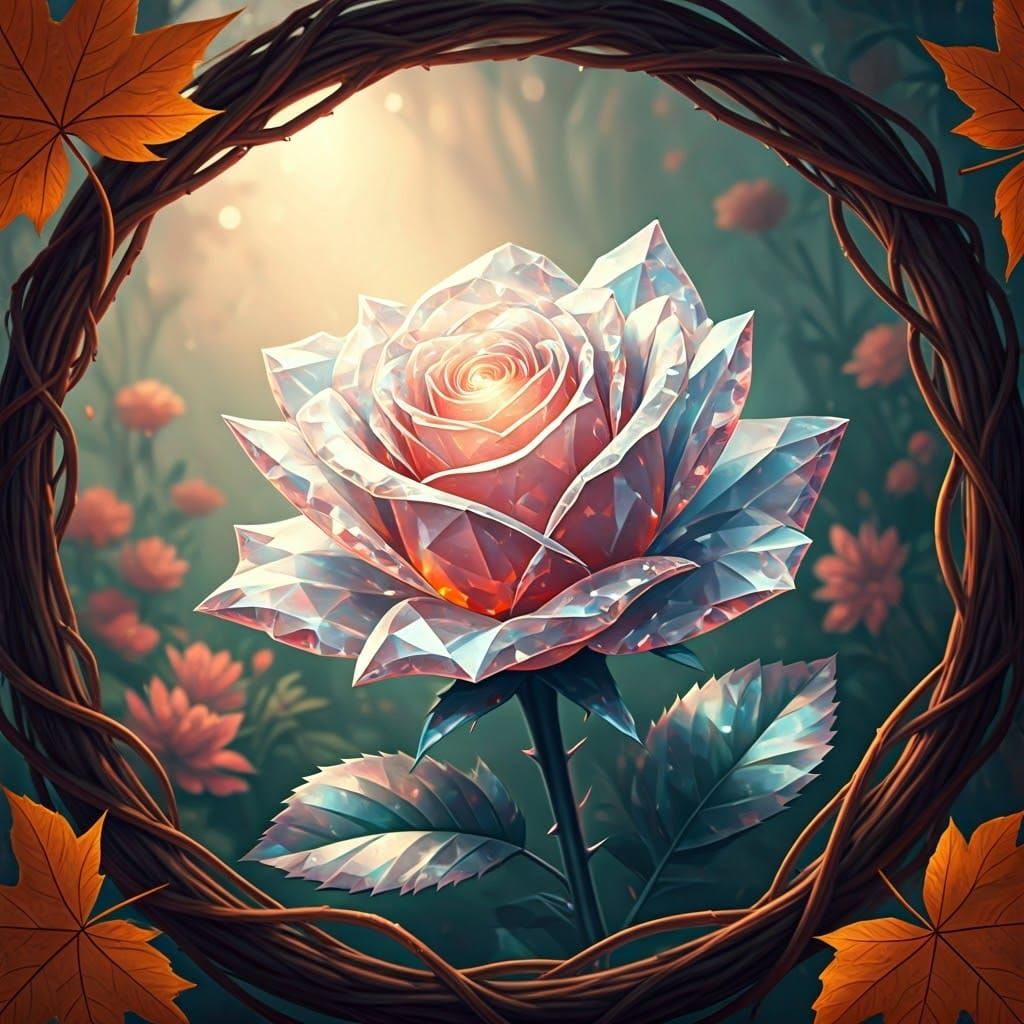 Rose & Fall Paper Collage Art