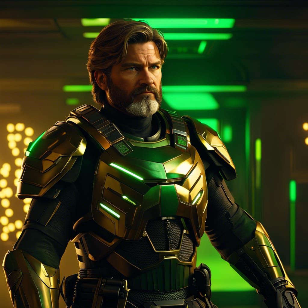 Man in space armor