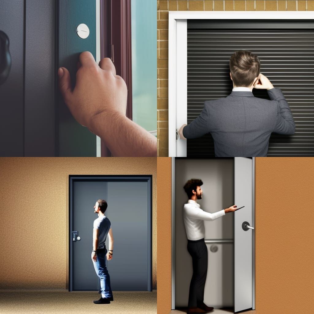 Imagine a person standing in front of a closed door, with a look of