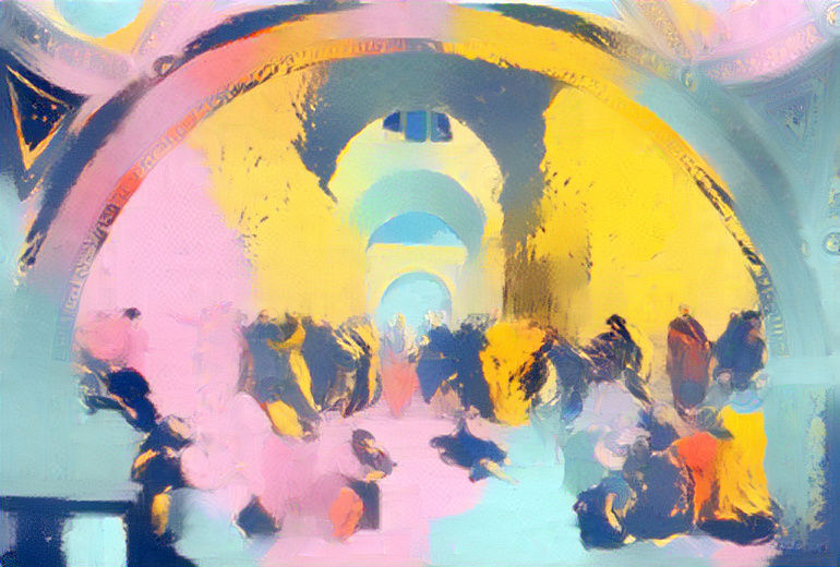 The Athens school by Andy Warhol style