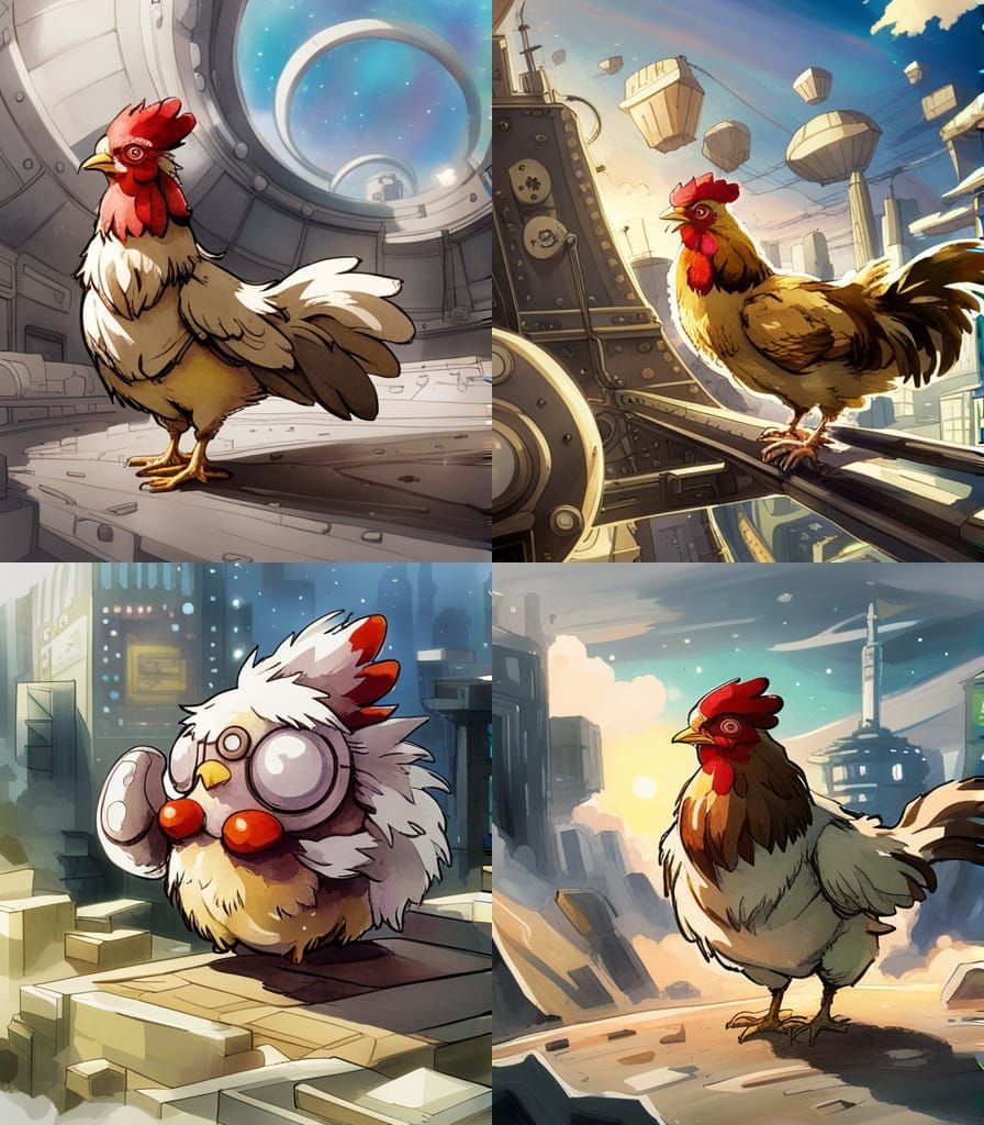 SDXL: fantastical steampunk-chicken-robot