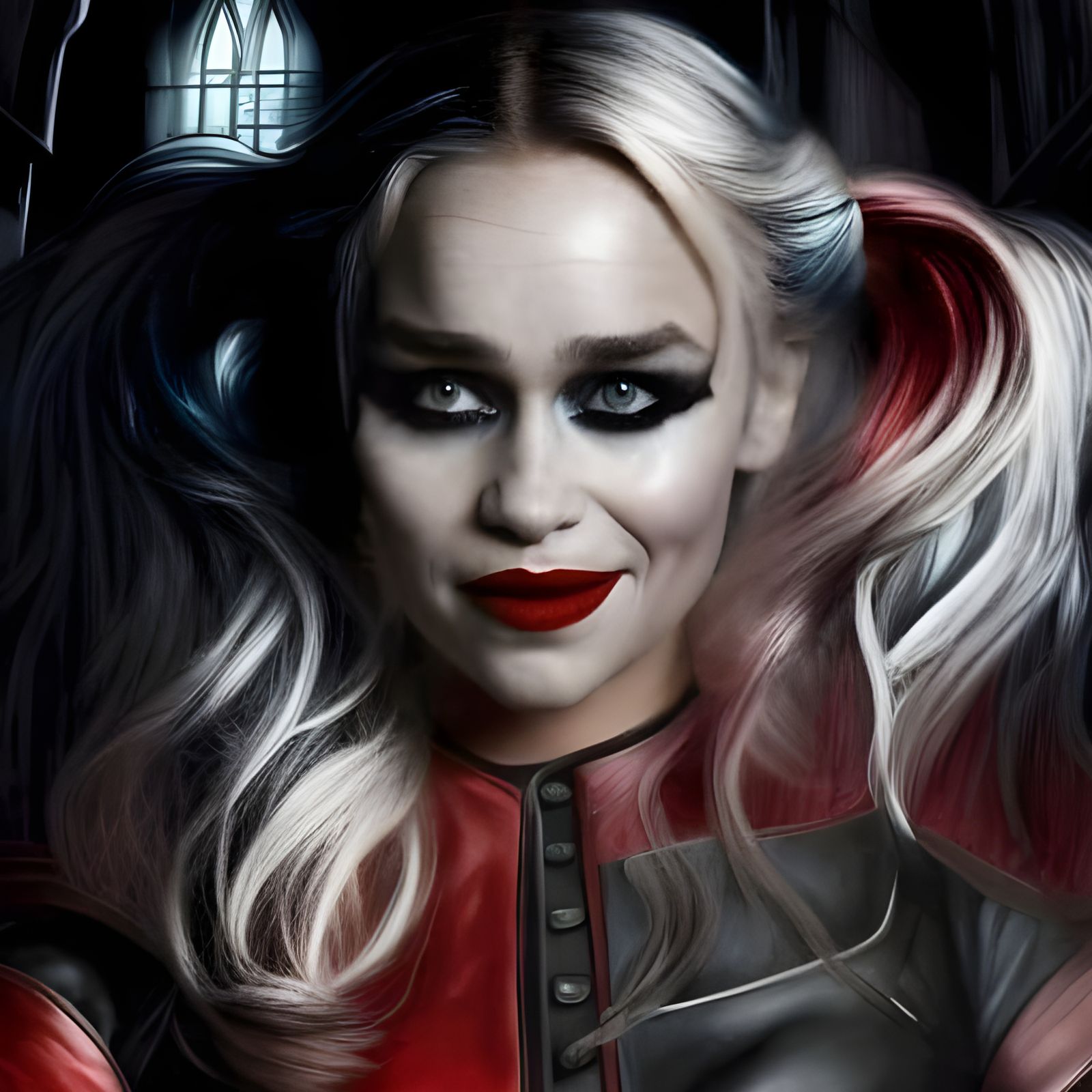 Emilia Clarke as Harley Quinn : (Big Mischievous Grinning Smile) : Wide ...