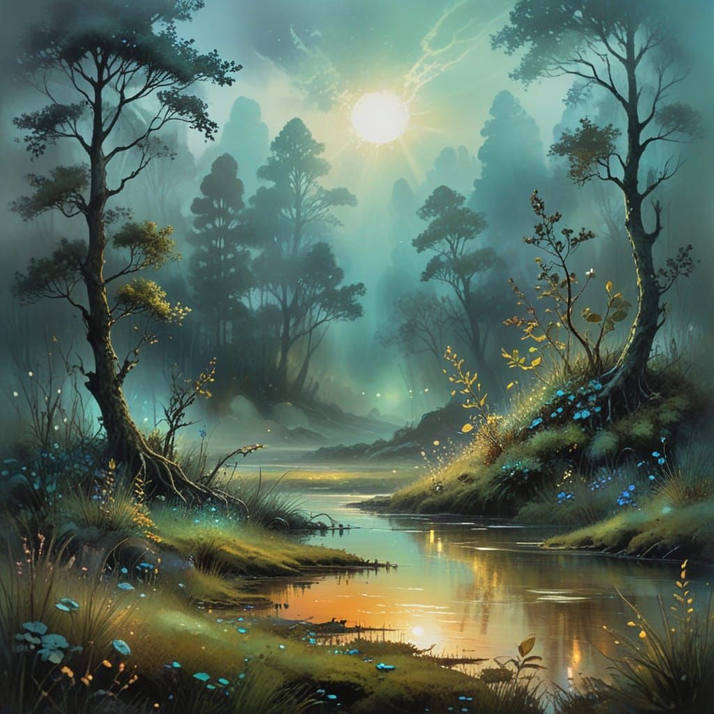 Luminous Elves in Vibrant Grassland