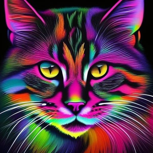 Psychedelic Cat - AI Generated Artwork - NightCafe Creator