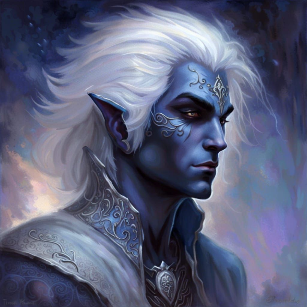Male Drow, White hair