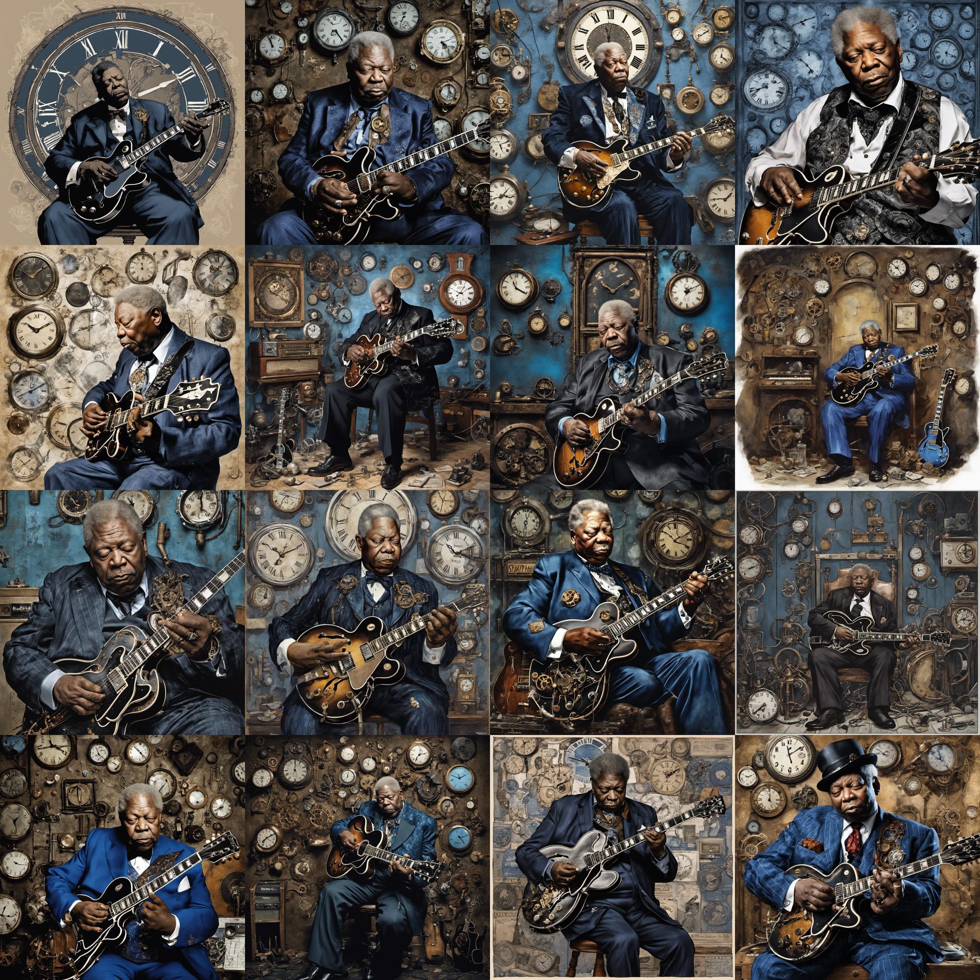 B B King Musician Steampunk Playing A Black Gibson Guitar Blues   HtWukXVqJUUyOktzX4Za  Grid 