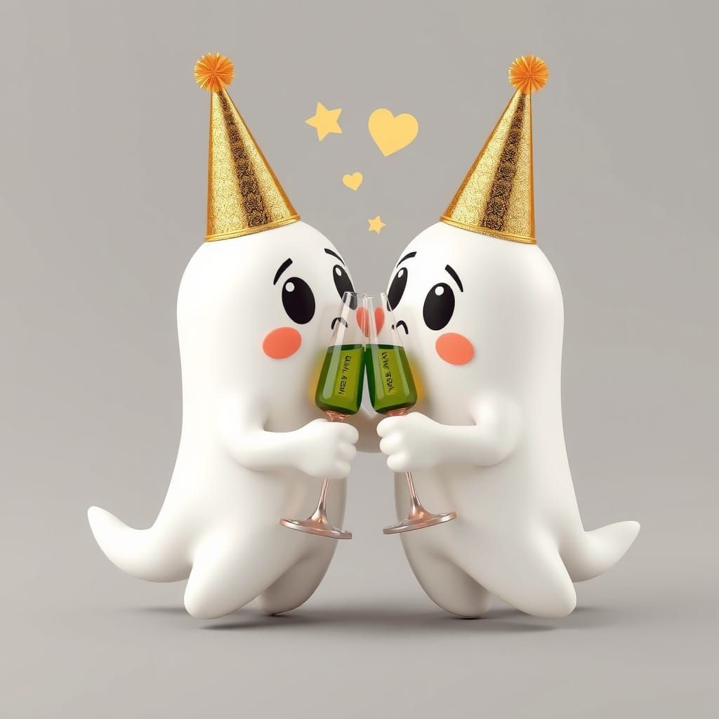 New Year's Cute Ghosts