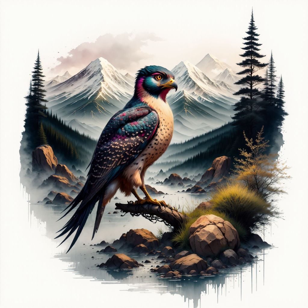 Peregrine Falcon perched on a branch