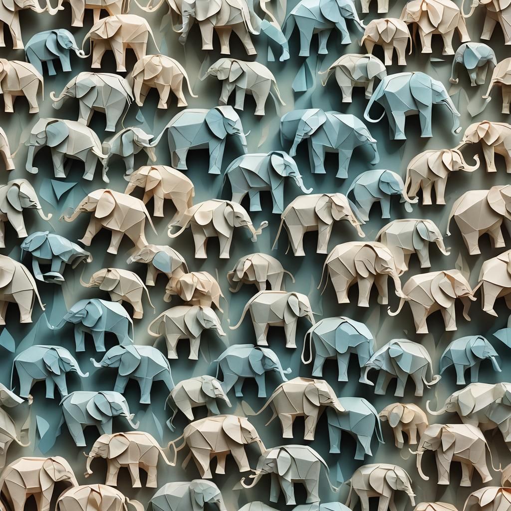 Origami Elephants Tower Papercraft Art