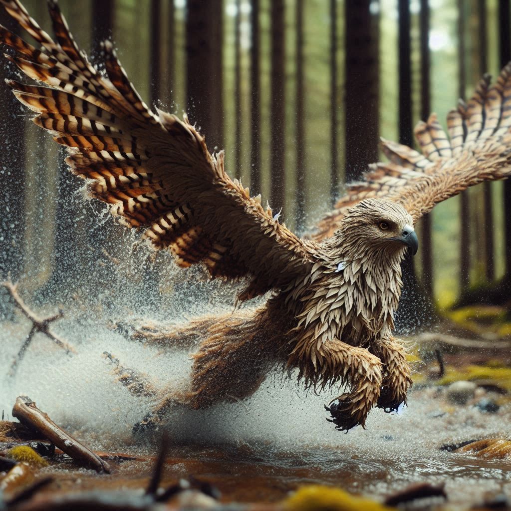 A griffin in the river