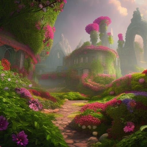 Secret flower garden - AI Generated Artwork - NightCafe Creator