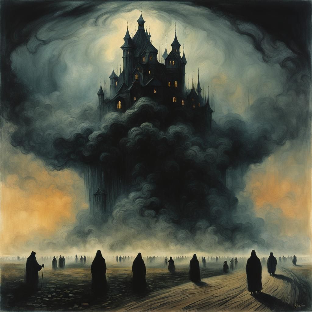 A realistic dark background, an image of smoke coming from t...