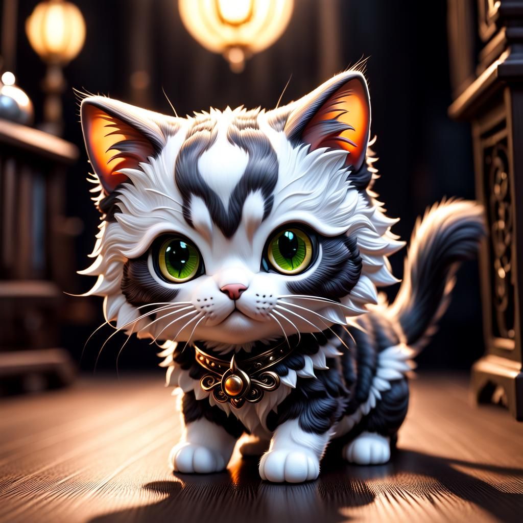 Hyperrealistic Chibi Cat in Cinematic Style