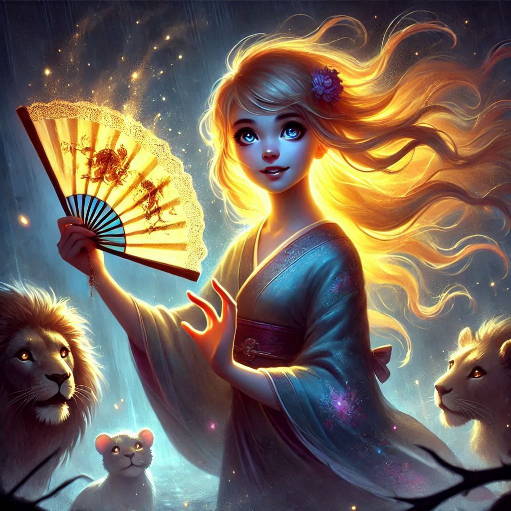 She takes her fan and throws it in the lion's den