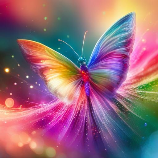 The rainbow butterfly wreathed in sparkles - AI Generated Artwork ...