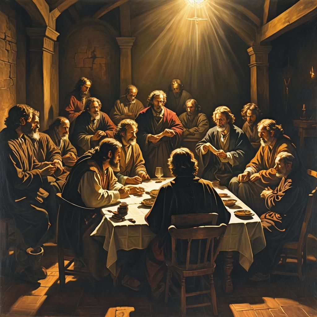 At the time of Jesus in the Bible, 12 disciples listening to...