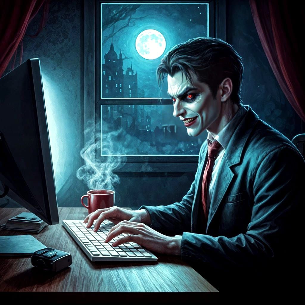 Remote Work changed Vampires "life"  by @Sherkhal