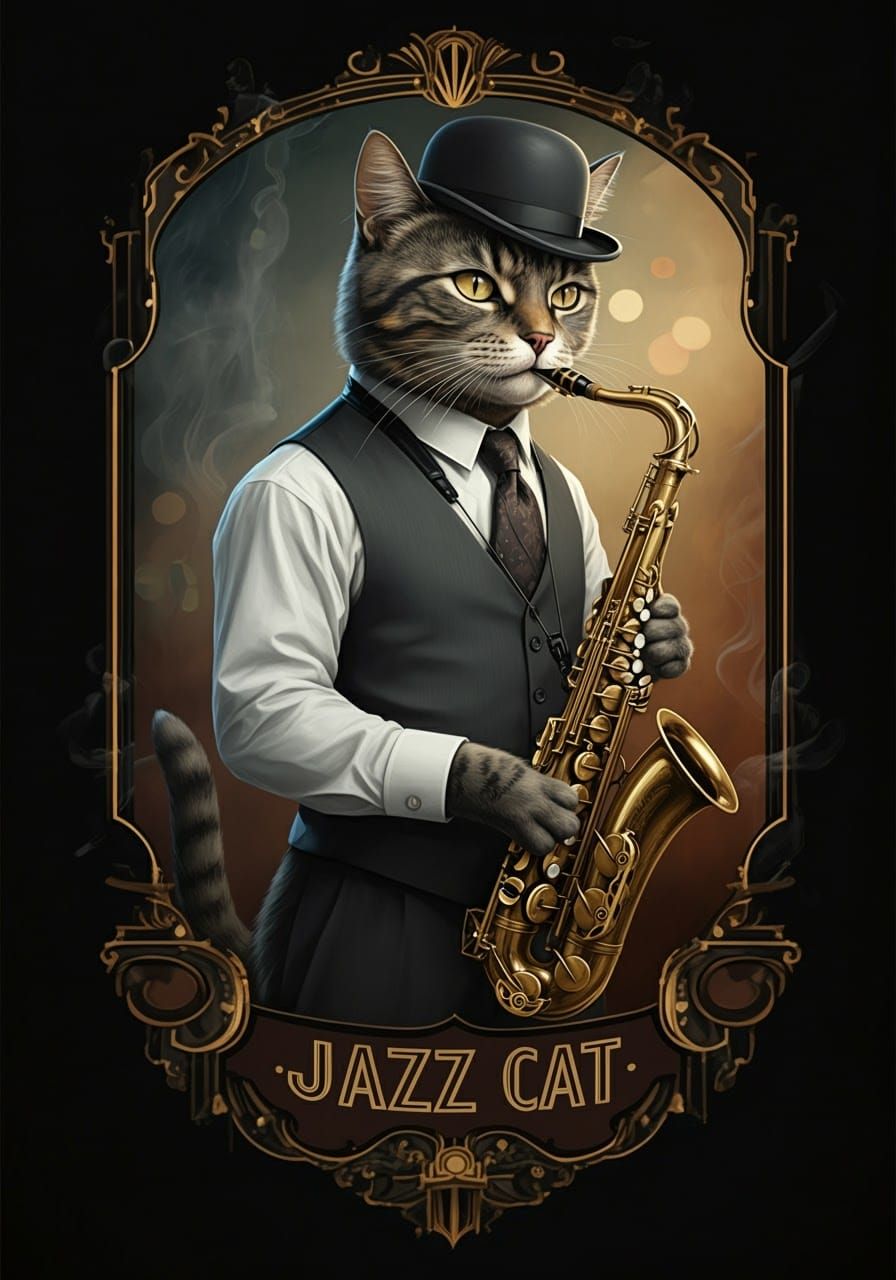 Jazz Cat  by @vintagepix