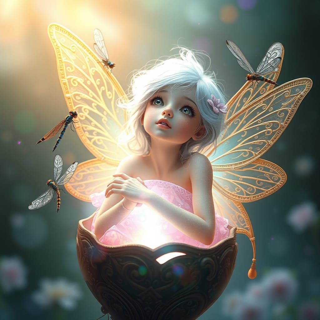 Enchanting Fairy in Iridescent Orb