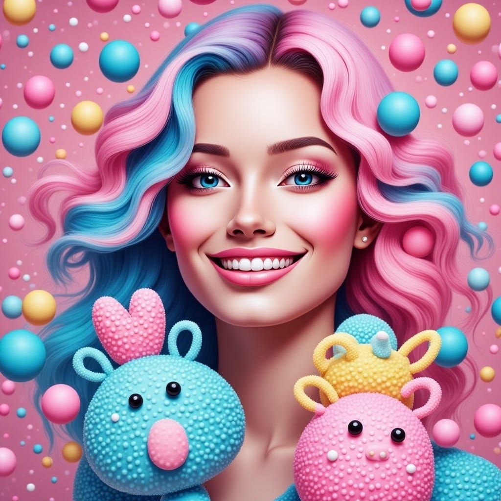a beautiful 24 year old woman with pastel rainbow hair :: ma...