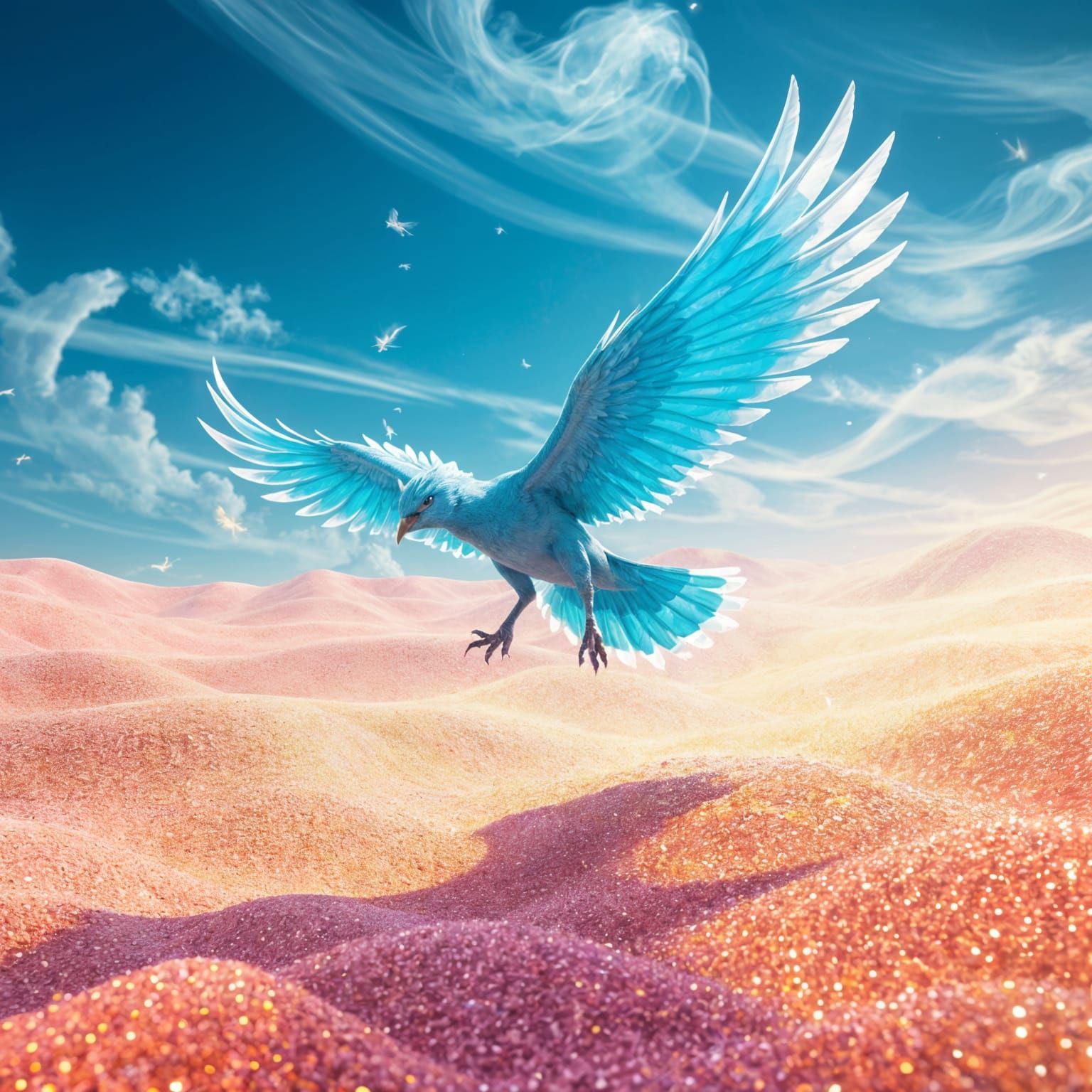 Ethereal Arctic Landscape with Magical Flying Diamond Dust