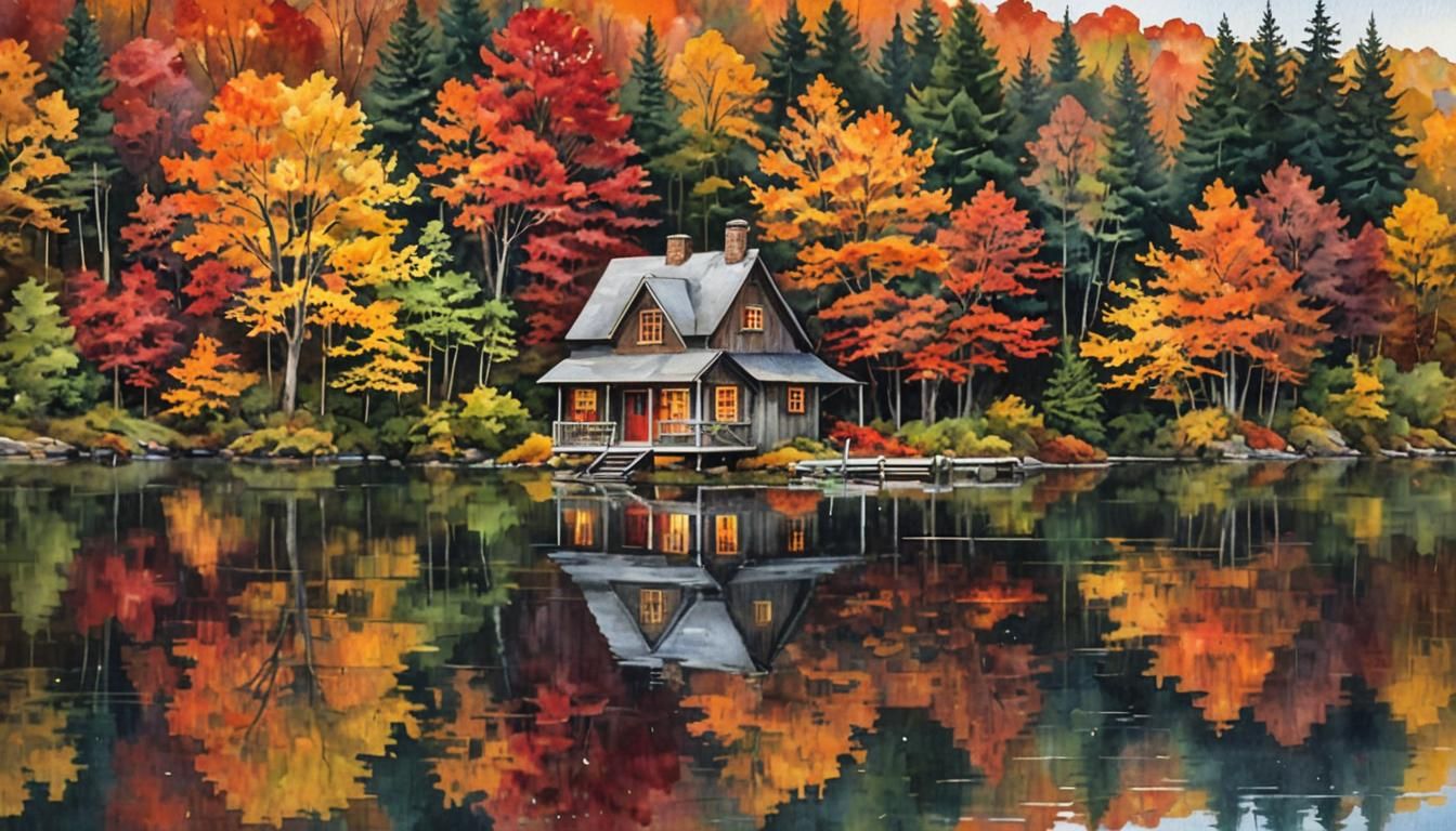 Cottage by the Lake: A cozy cottage nestled beside a calm la...