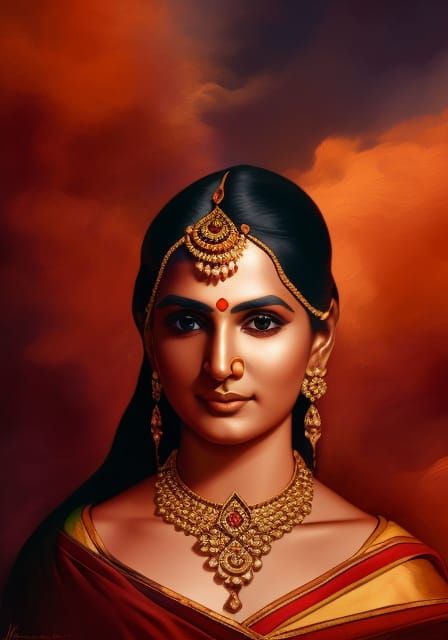 India culture WLOP complementary colors detailed painting hy...