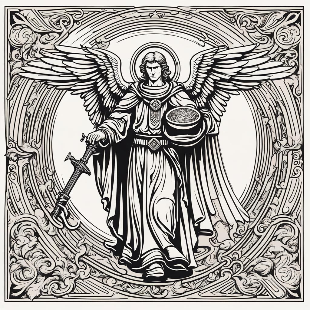 A St. Raphael Archangel, line art