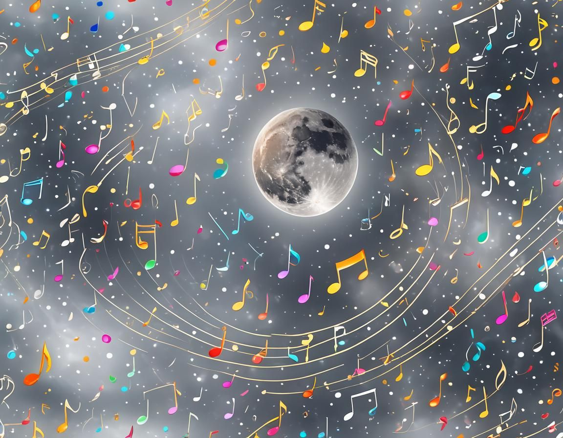 Spectrum Cosmic Serenade Colorful Musical Notes Over Translu...