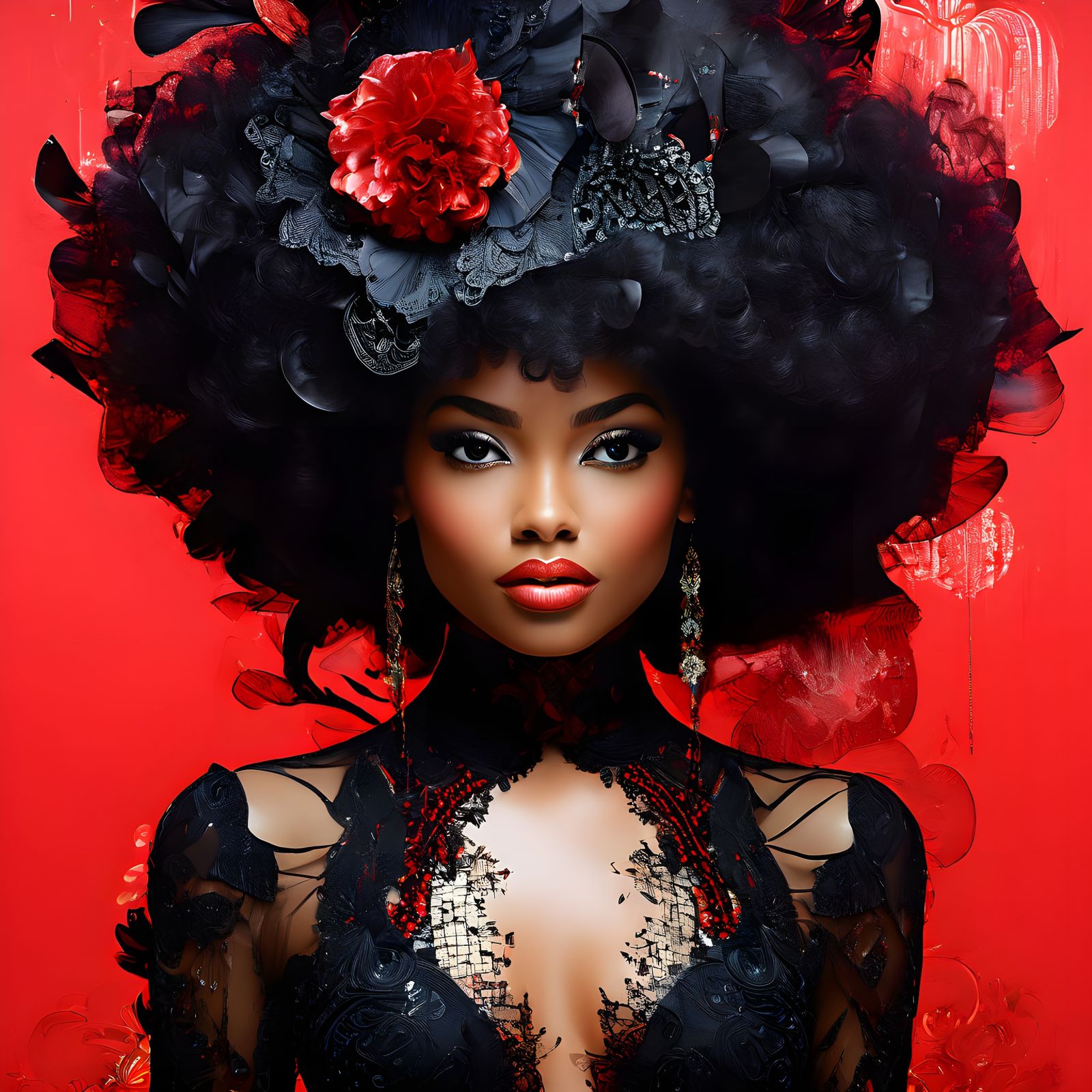 portrait of a gorgeous afro-american lady elaborate victorian