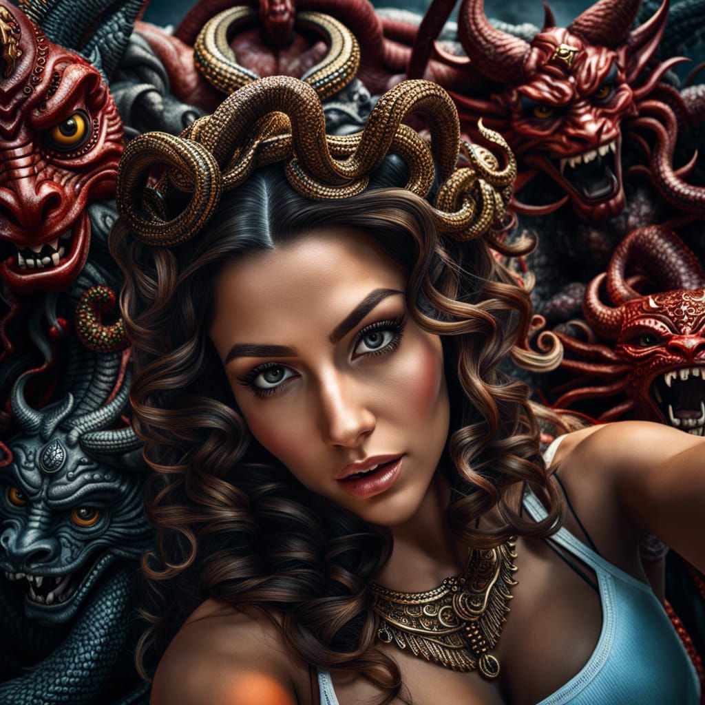 Medusa With Demons - Ai Generated Artwork - Nightcafe Creator