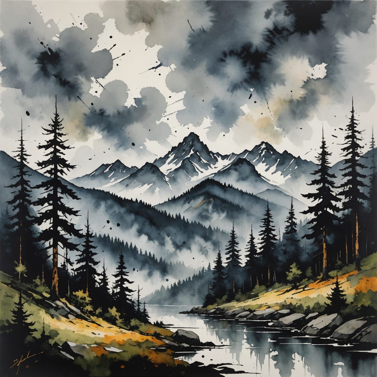"A mesmerizing landscape painting where nature blends with a...
