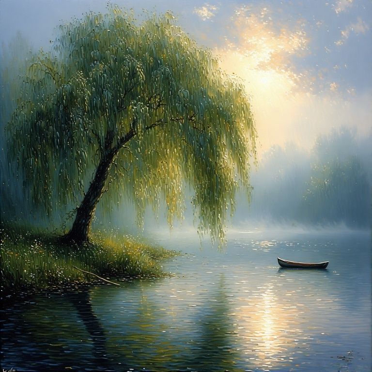 Weeping Willow and Empty Canoe