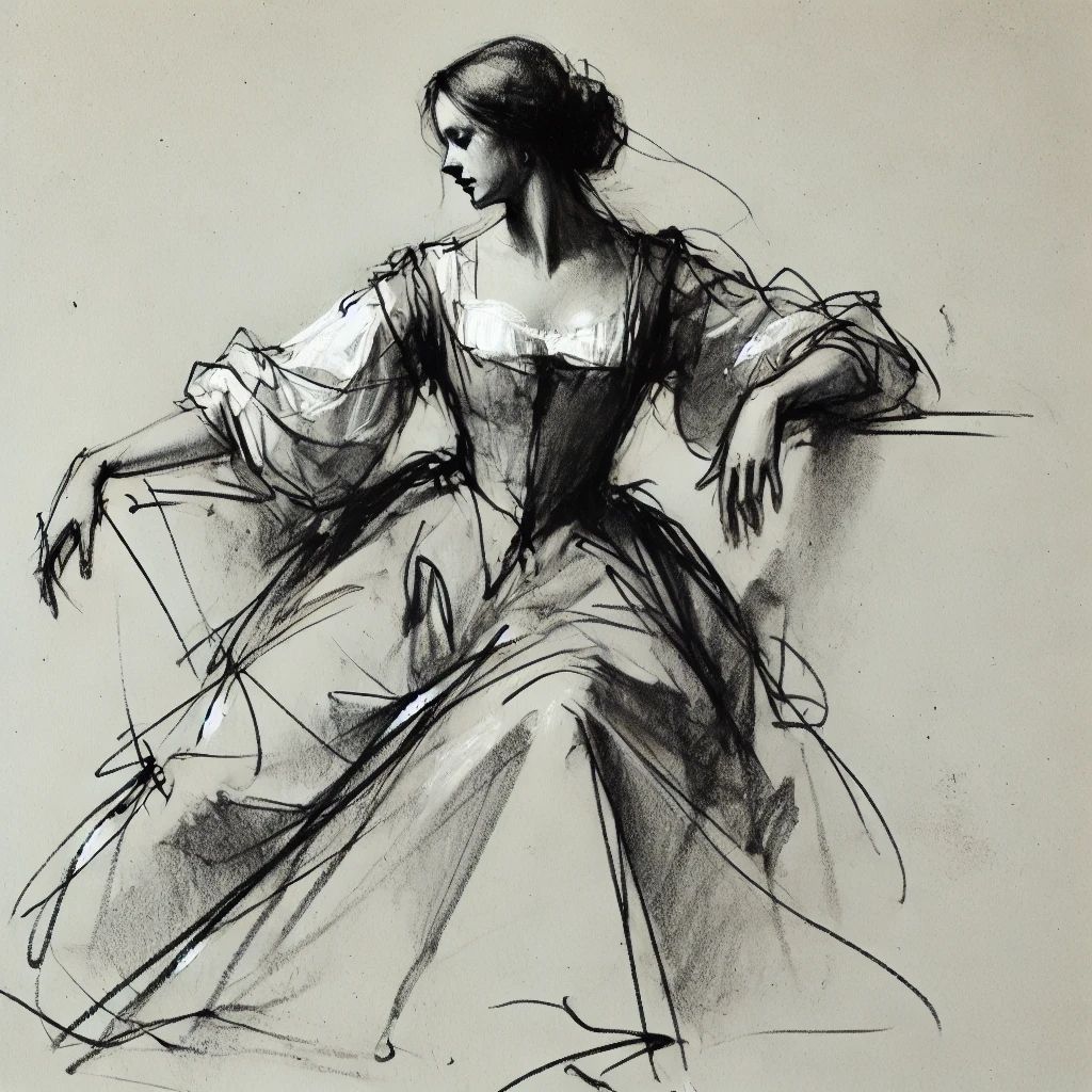 Renaissance feminine portrait drawing