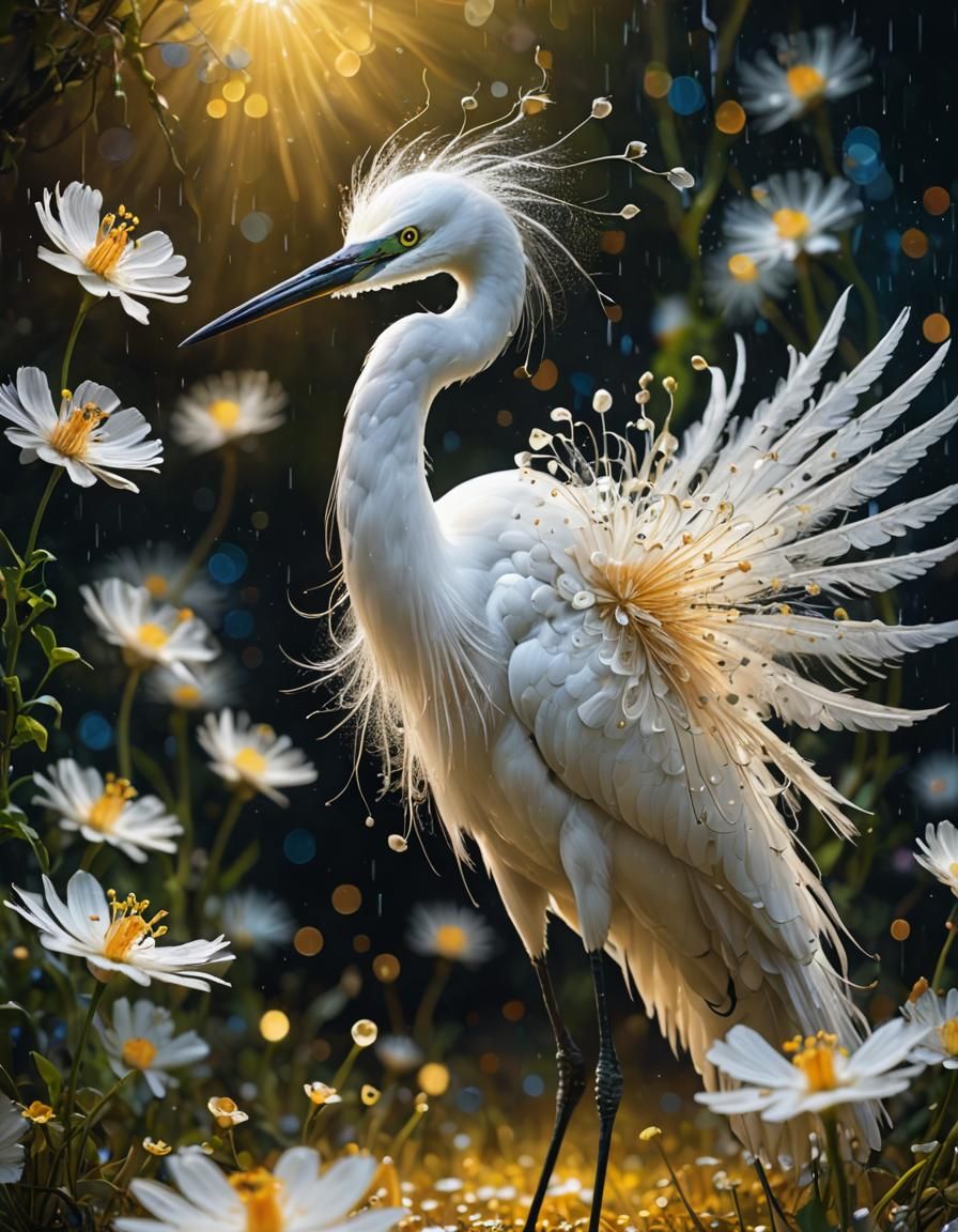 Dancing egret.   by @Hit moments